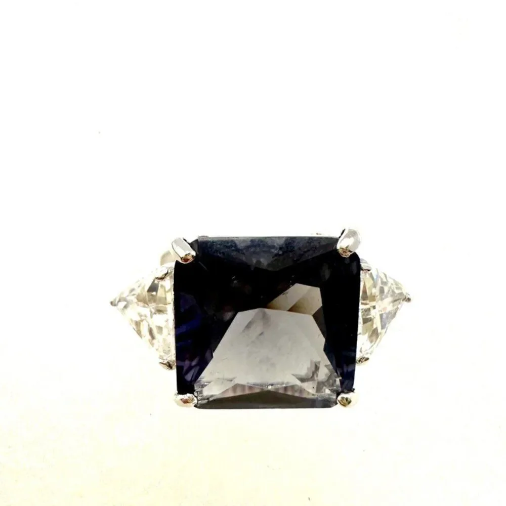 Lab Alexandrite Ring Sterling Silver 925 Square Cut, June Birthstone Size 9